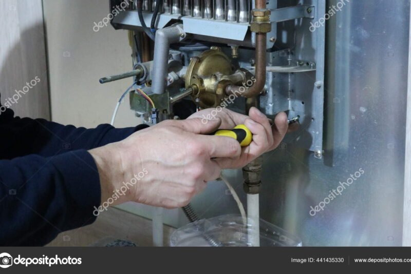 depositphotos 441435330 stock photo repair adjustment gas boiler hand